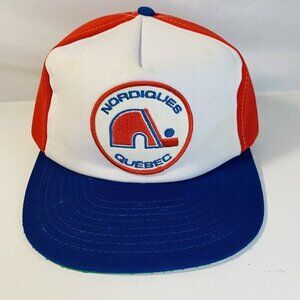 Vintage Quebec Nordiques Hat NHL Trucker Hat Cap Snapback 7 Thru 7 5/8 Adult